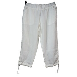 New J. Jill PureJill Pants Size 2X Off-White Linen Elastic Waist Cropped Crops